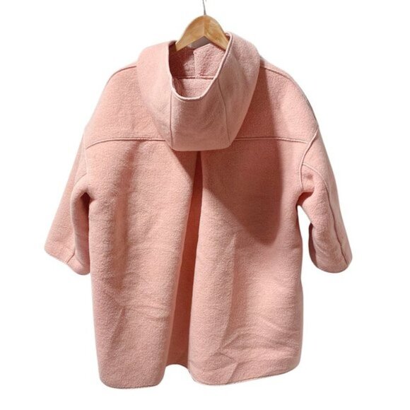UNIQUE Kids Oversized Woolen Hooded Trench Coat Pink - Picture 6 of 7